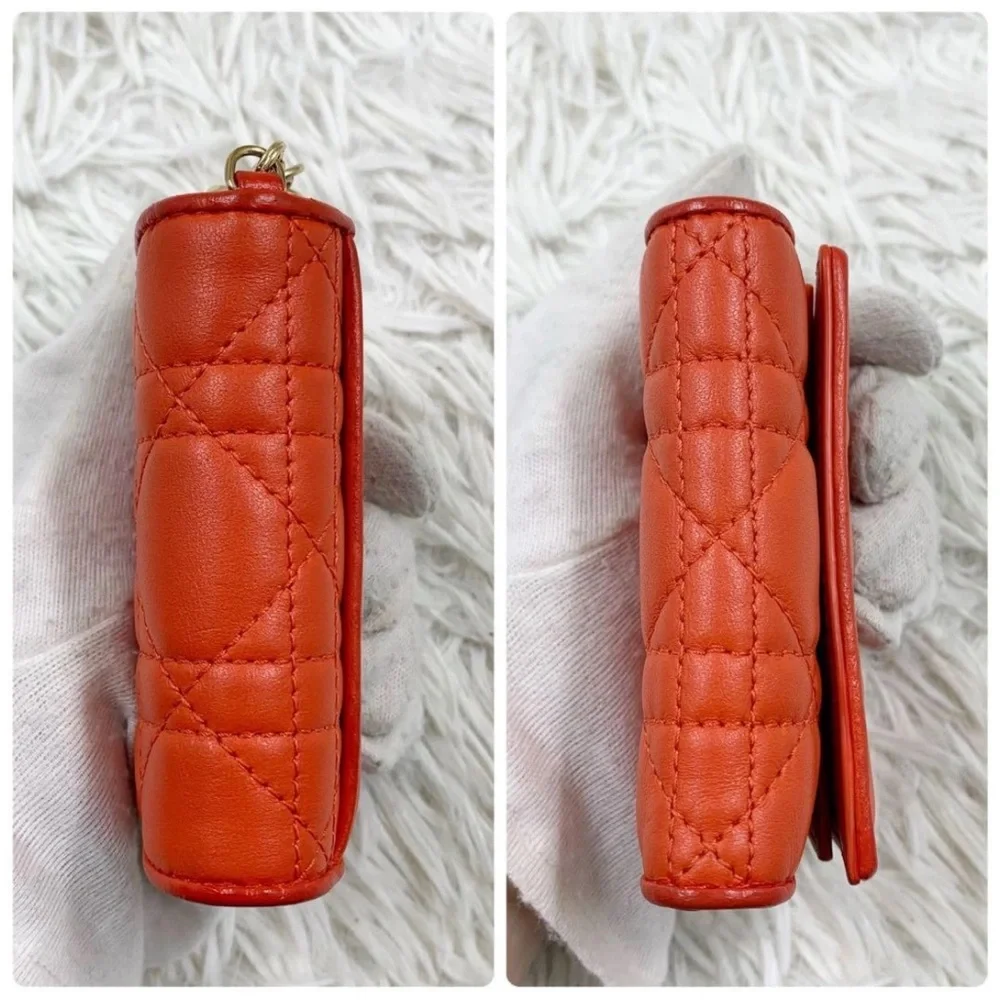 Dior Orange Quilted Wallet